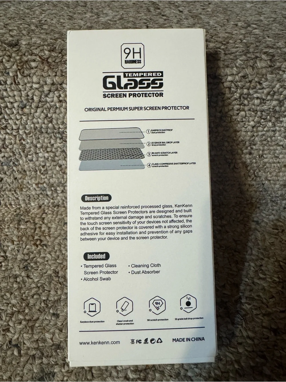 Kenkenn White Premium Tempered Glass Screen Protector
